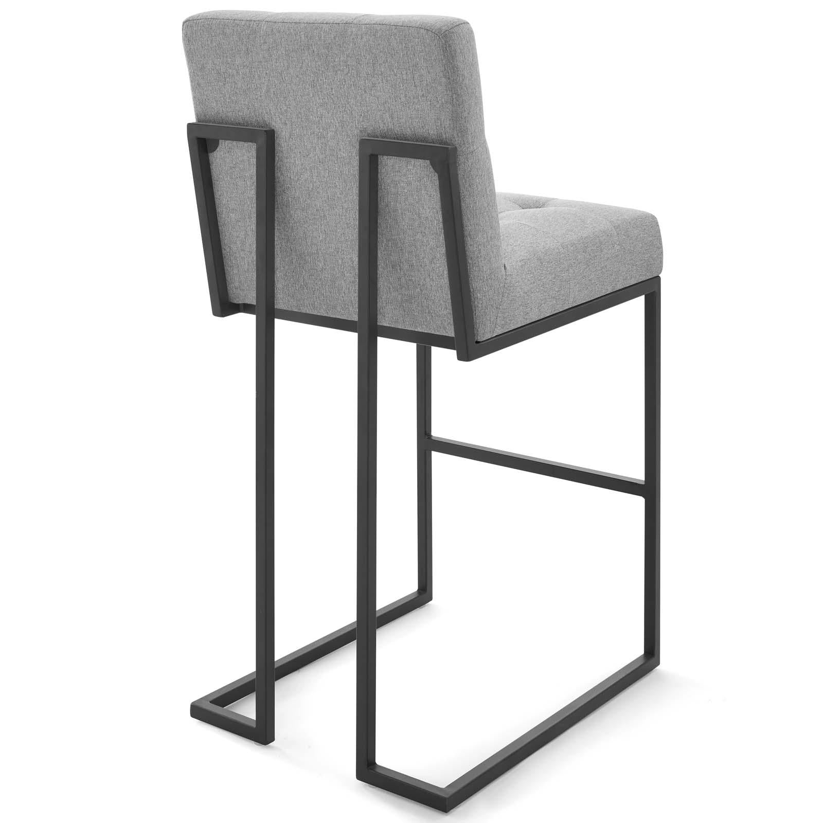 Modway Furniture Modern Privy Black Stainless Steel Upholstered Fabric Bar Stool Set of 2 - EEI-4159