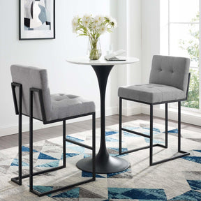 Modway Furniture Modern Privy Black Stainless Steel Upholstered Fabric Bar Stool Set of 2 - EEI-4159