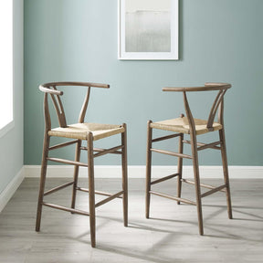 Modway Furniture Modern Amish Wood Bar Stool Set of 2 - EEI-4166