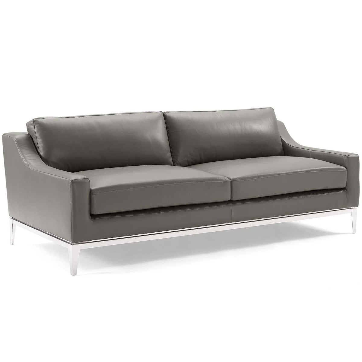 Modway Furniture Modern Harness Stainless Steel Base Leather Sofa and Loveseat Set - EEI-4196