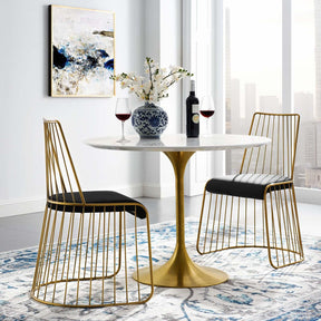 Modway Furniture Modern Rivulet Gold Stainless Steel Performance Velvet Dining Chair Set of 2 - EEI-4232