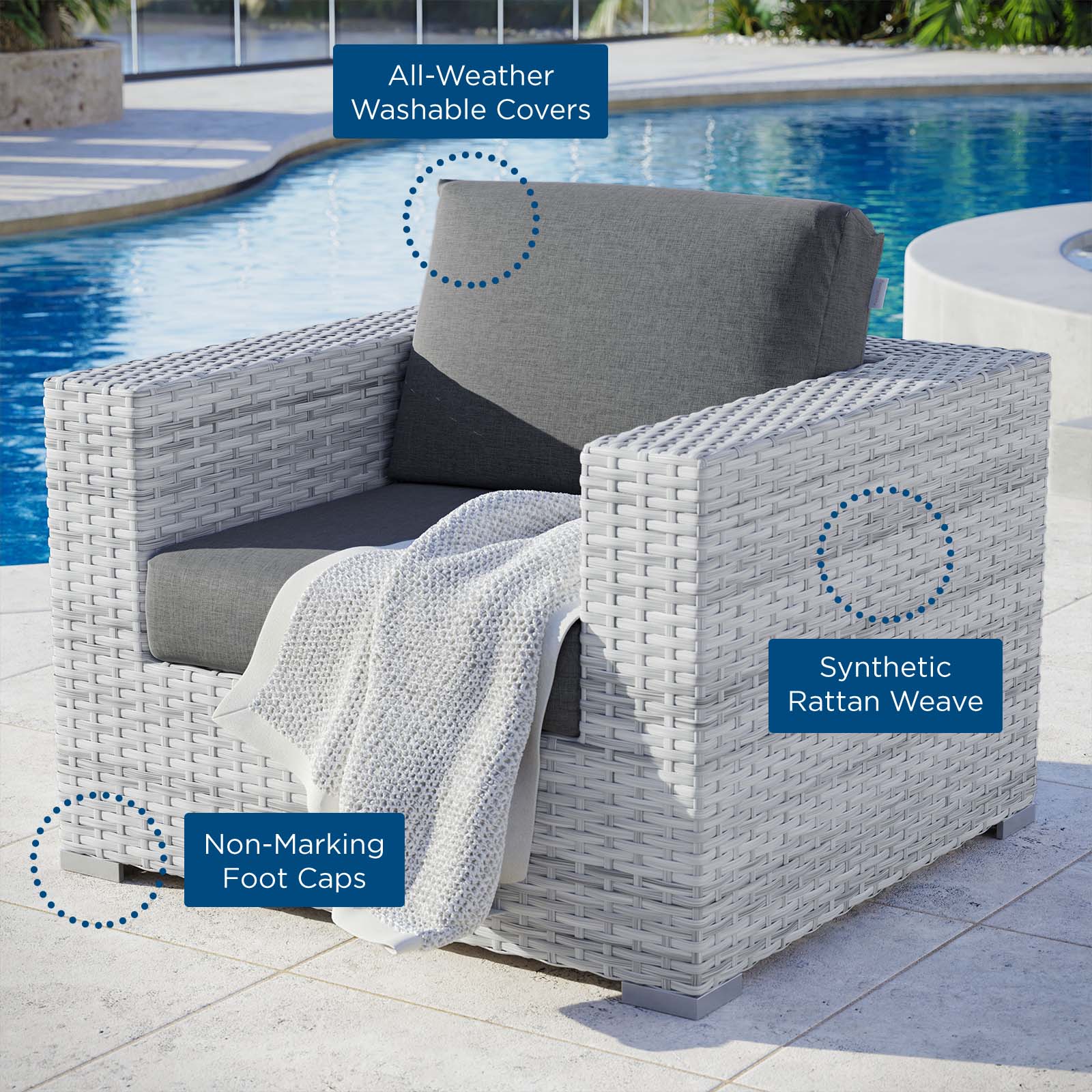 Modway Furniture Modern Convene Outdoor Patio Armchair - EEI-4297