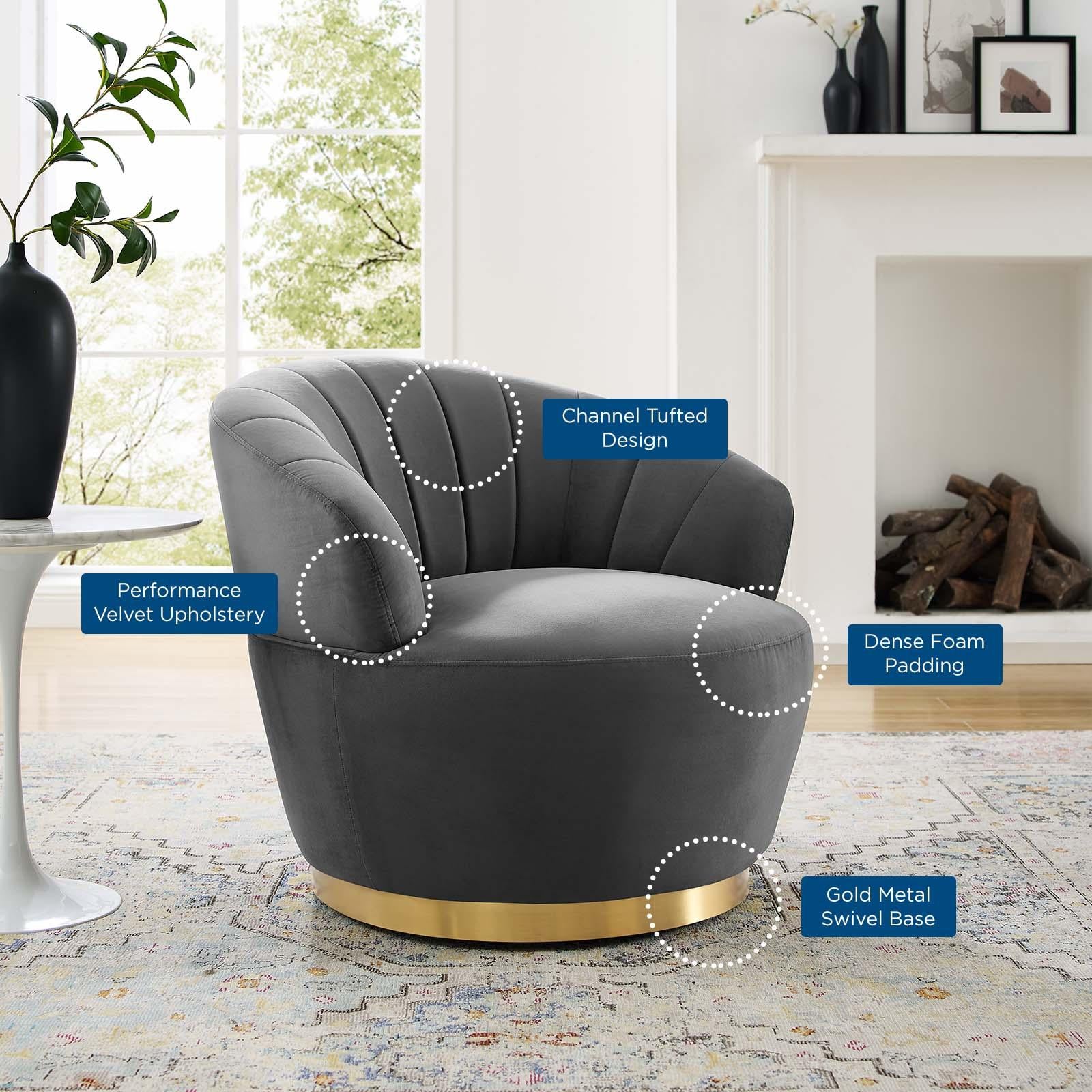 Modway Furniture Modern Billow Tufted Performance Velvet Swivel Chair - EEI-4344