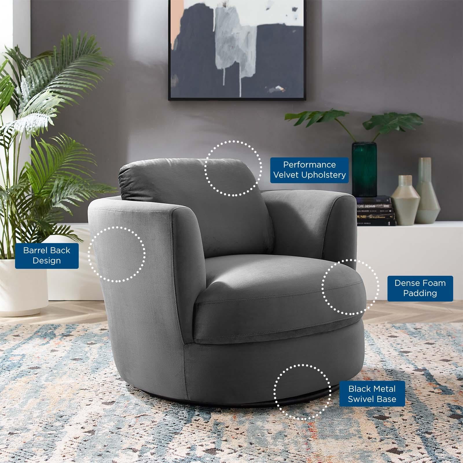 Modway Furniture Modern Pirouette Performance Velvet Swivel Armchair - EEI-4345