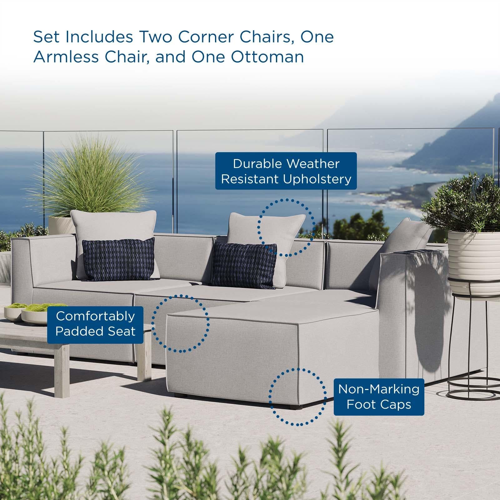 Modway Furniture Modern Saybrook Outdoor Patio Upholstered 4-Piece Sectional Sofa - EEI-4380