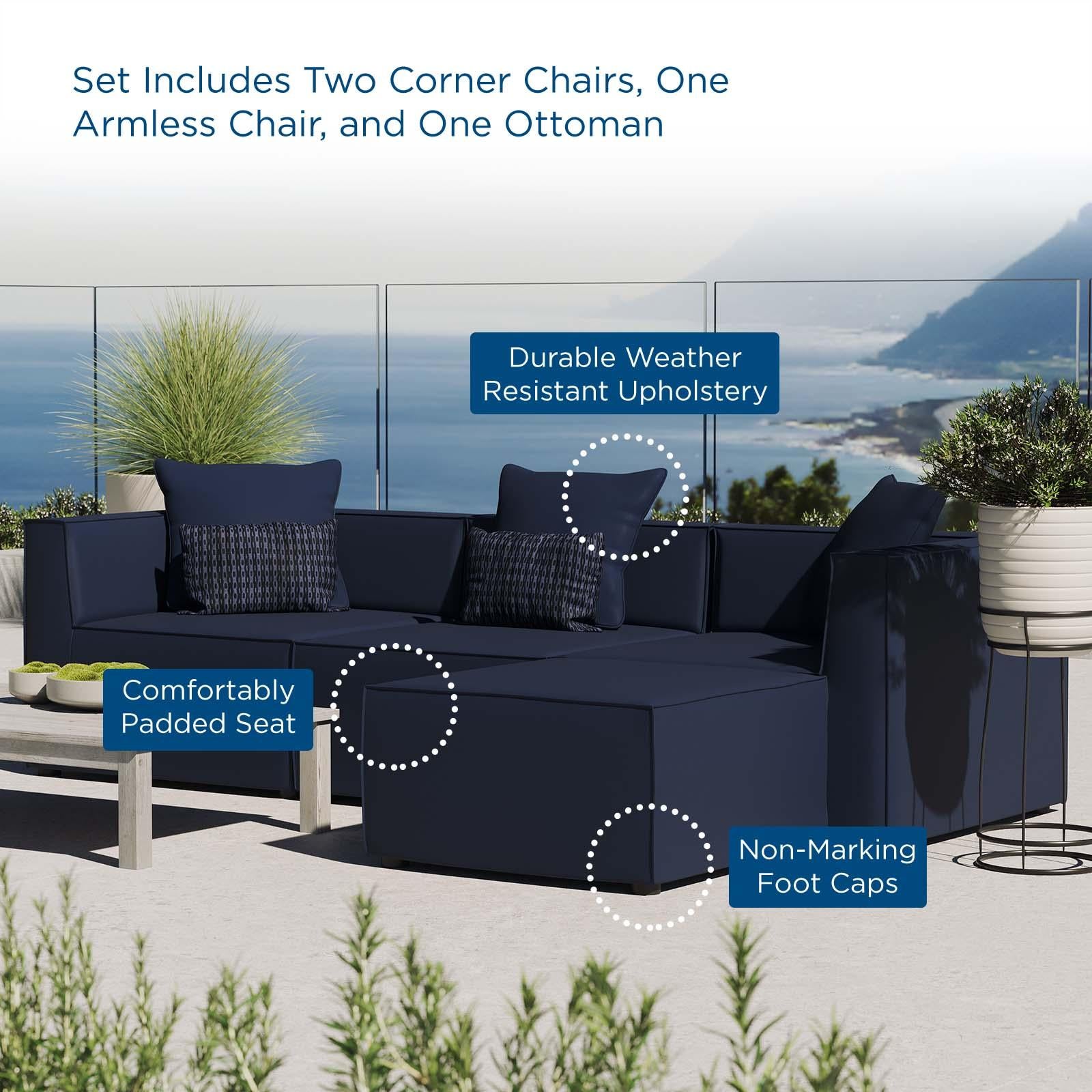 Modway Furniture Modern Saybrook Outdoor Patio Upholstered 4-Piece Sectional Sofa - EEI-4380