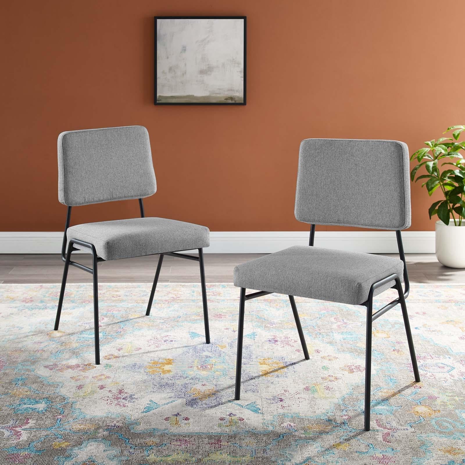 Modway Furniture Modern Craft Dining Side Chair Upholstered Fabric Set of 2 - EEI-4506