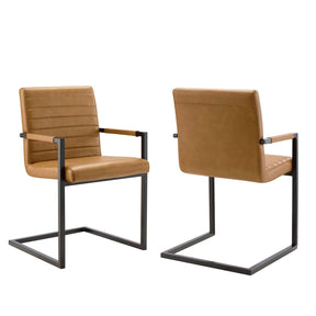 Modway Furniture Modern Savoy Vegan Leather Dining Chairs - Set of 2 - EEI-4522