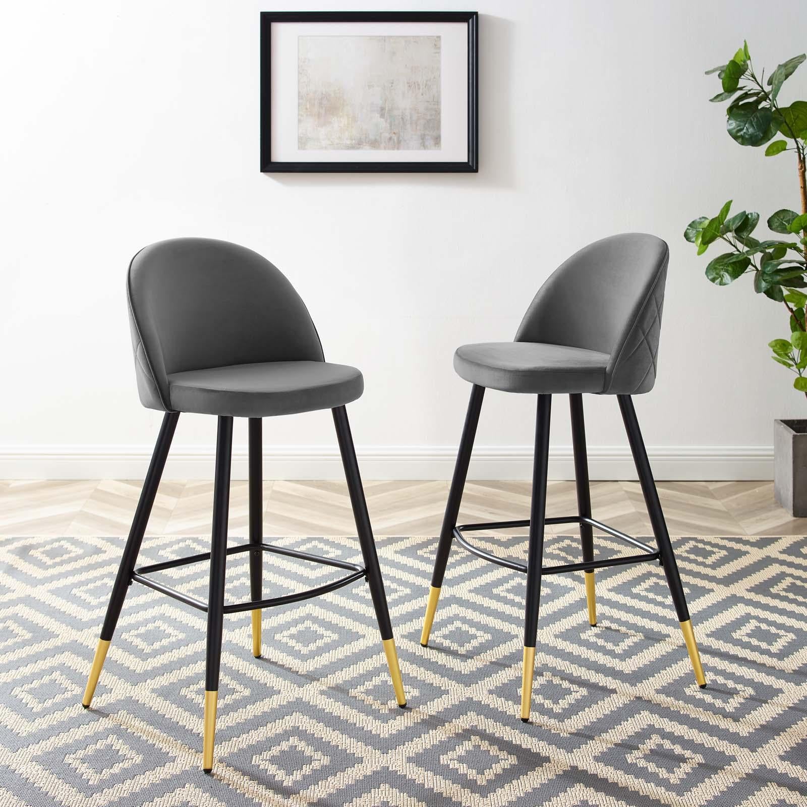 Modway Furniture Modern Cordial Performance Velvet Bar Stools - Set of 2 - EEI-4527