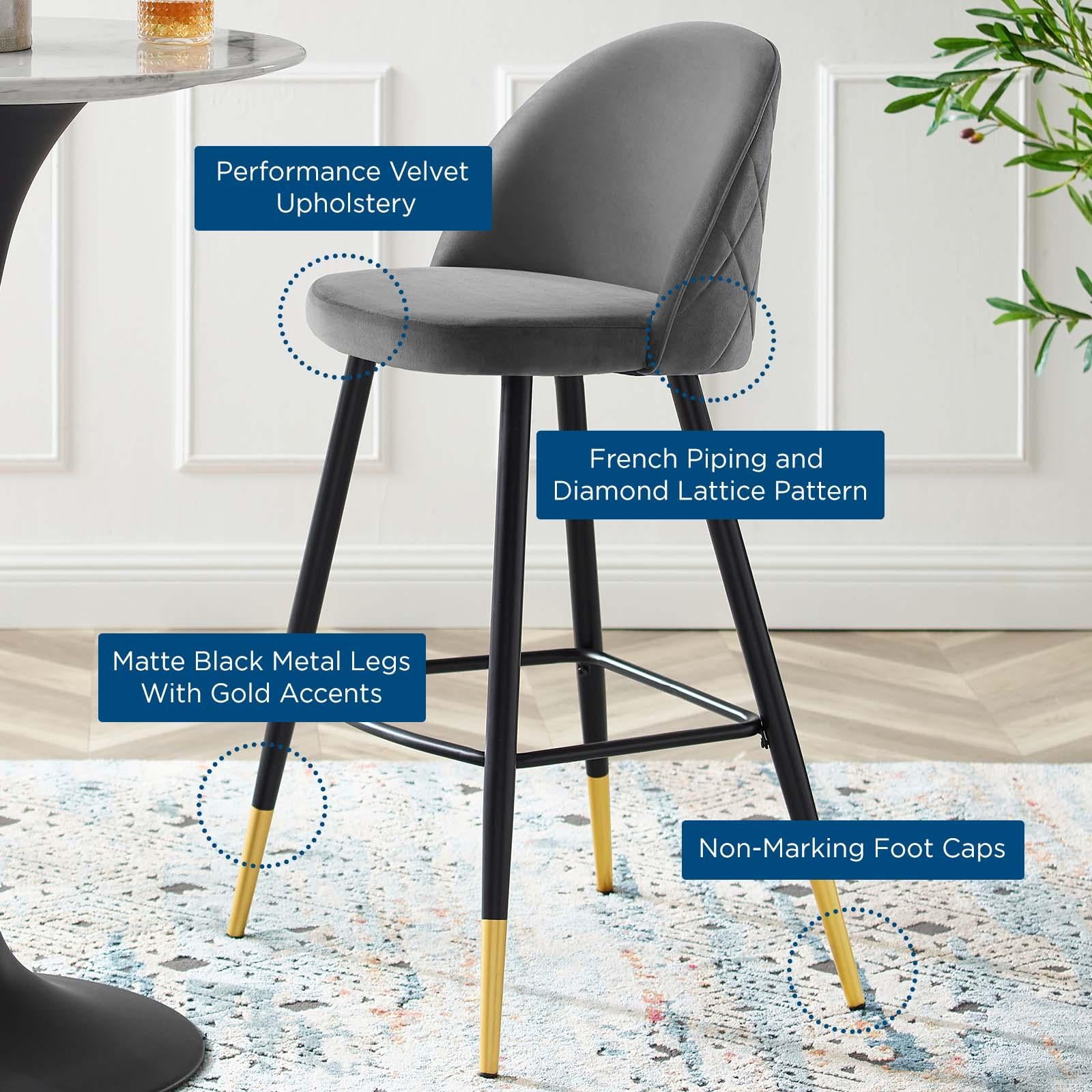 Modway Furniture Modern Cordial Performance Velvet Bar Stools - Set of 2 - EEI-4527