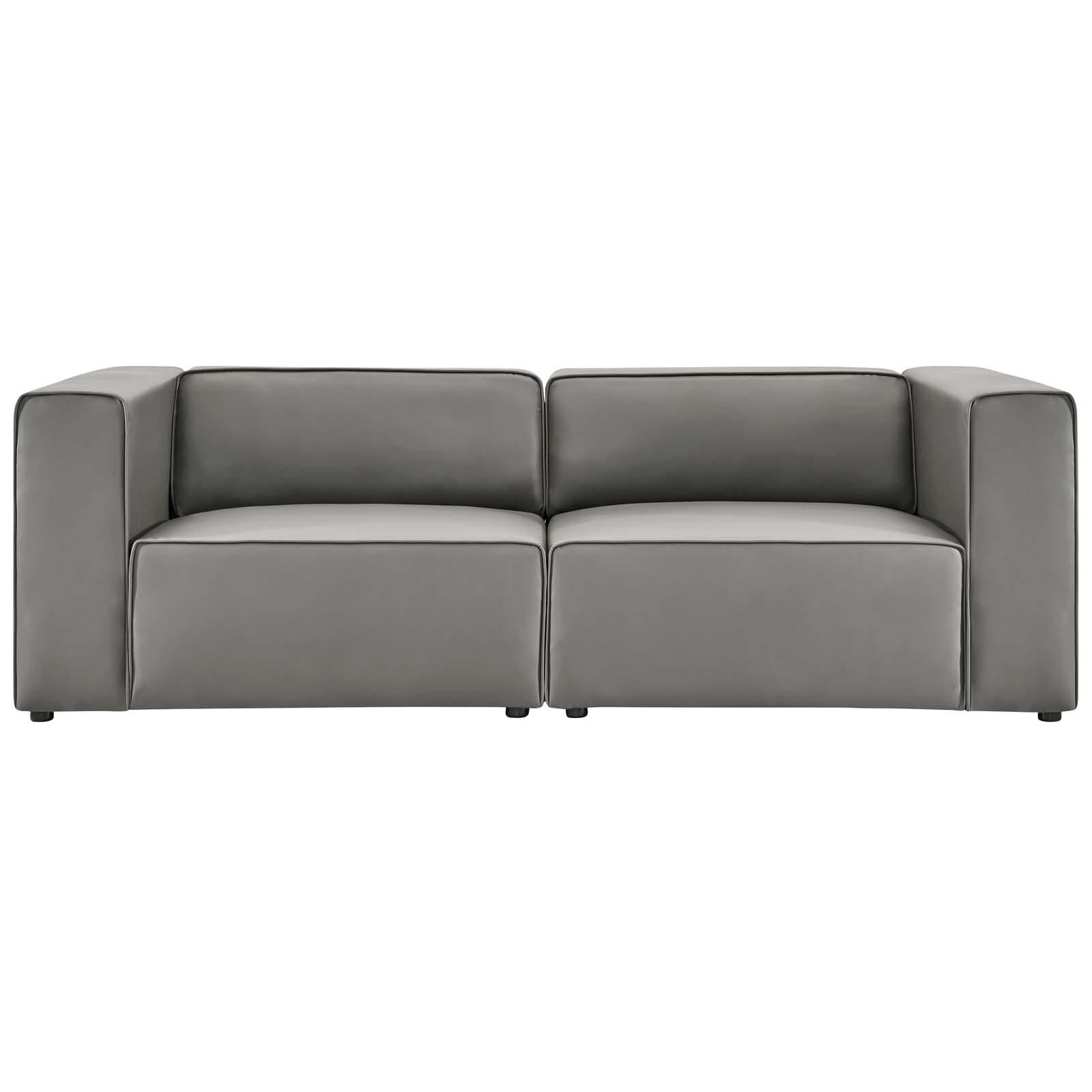 Modway Furniture Modern Mingle Vegan Leather 2-Piece Sectional Sofa Loveseat - EEI-4788