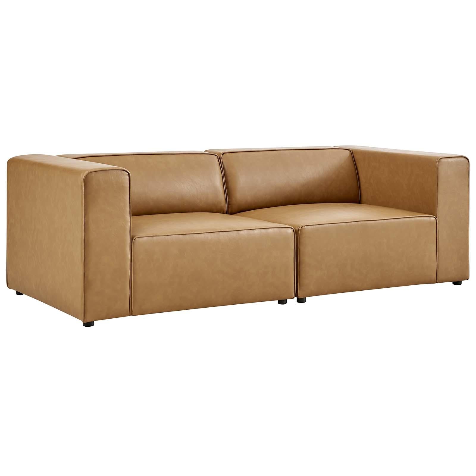 Modway Furniture Modern Mingle Vegan Leather 2-Piece Sectional Sofa Loveseat - EEI-4788