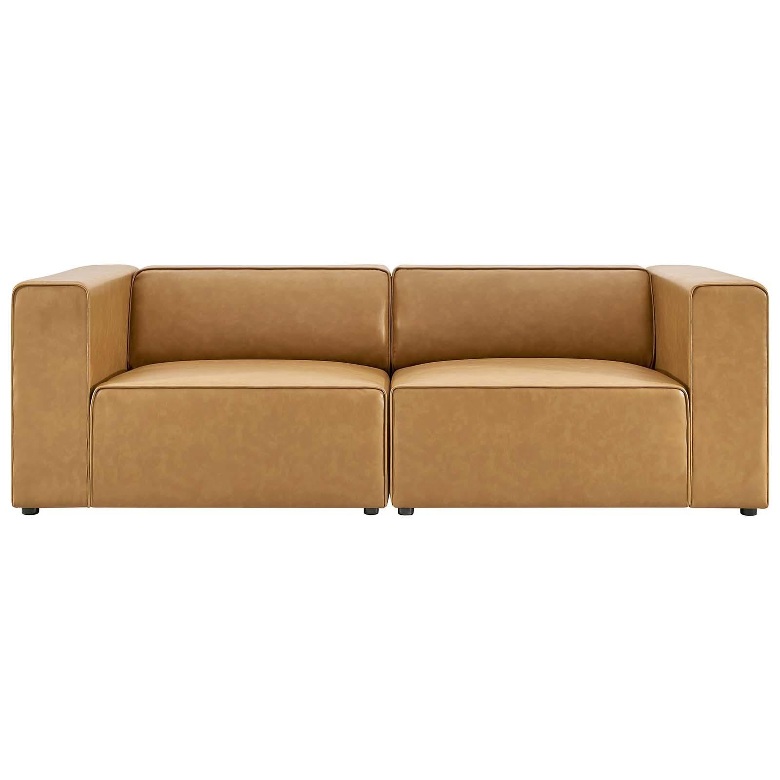 Modway Furniture Modern Mingle Vegan Leather 2-Piece Sectional Sofa Loveseat - EEI-4788