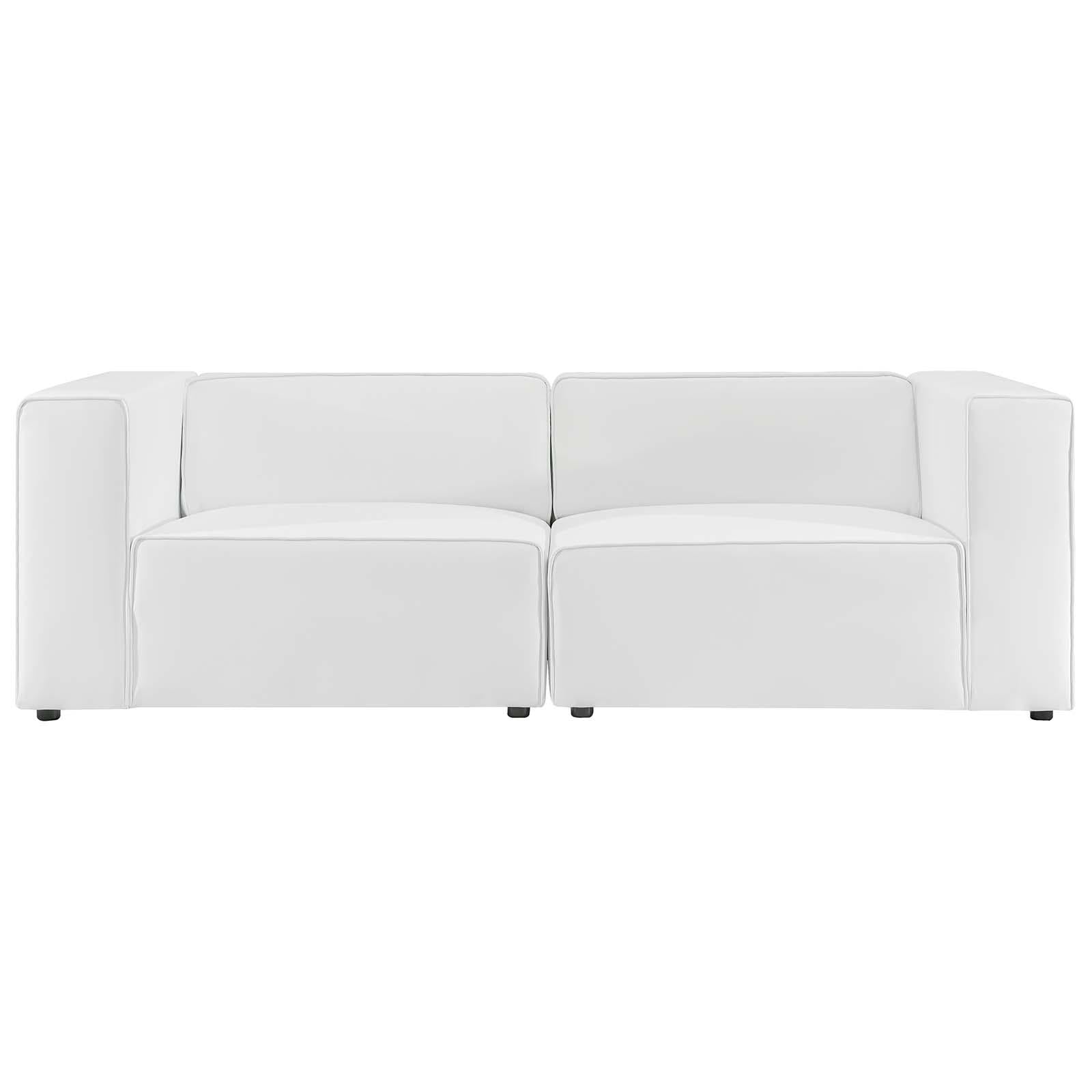 Modway Furniture Modern Mingle Vegan Leather 2-Piece Sectional Sofa Loveseat - EEI-4788