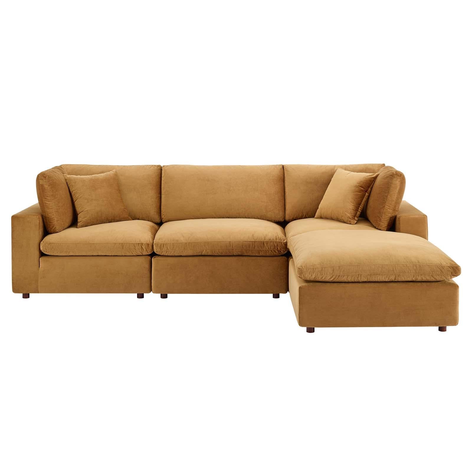 Modway Furniture Modern Commix Down Filled Overstuffed Performance Velvet 4-Piece Sectional Sofa - EEI-4818