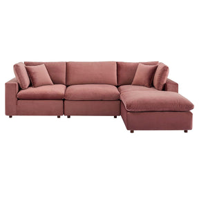 Modway Furniture Modern Commix Down Filled Overstuffed Performance Velvet 4-Piece Sectional Sofa - EEI-4818