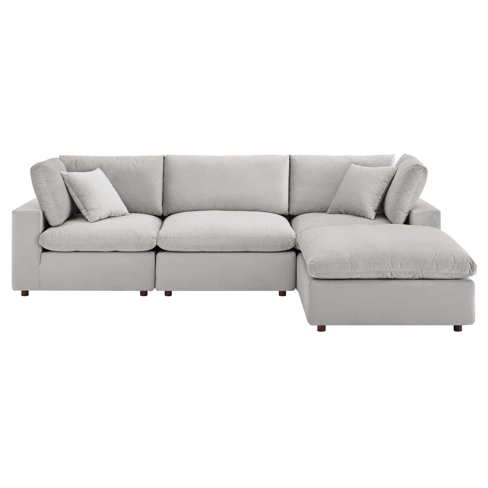 Modway Furniture Modern Commix Down Filled Overstuffed Performance Velvet 4-Piece Sectional Sofa - EEI-4818