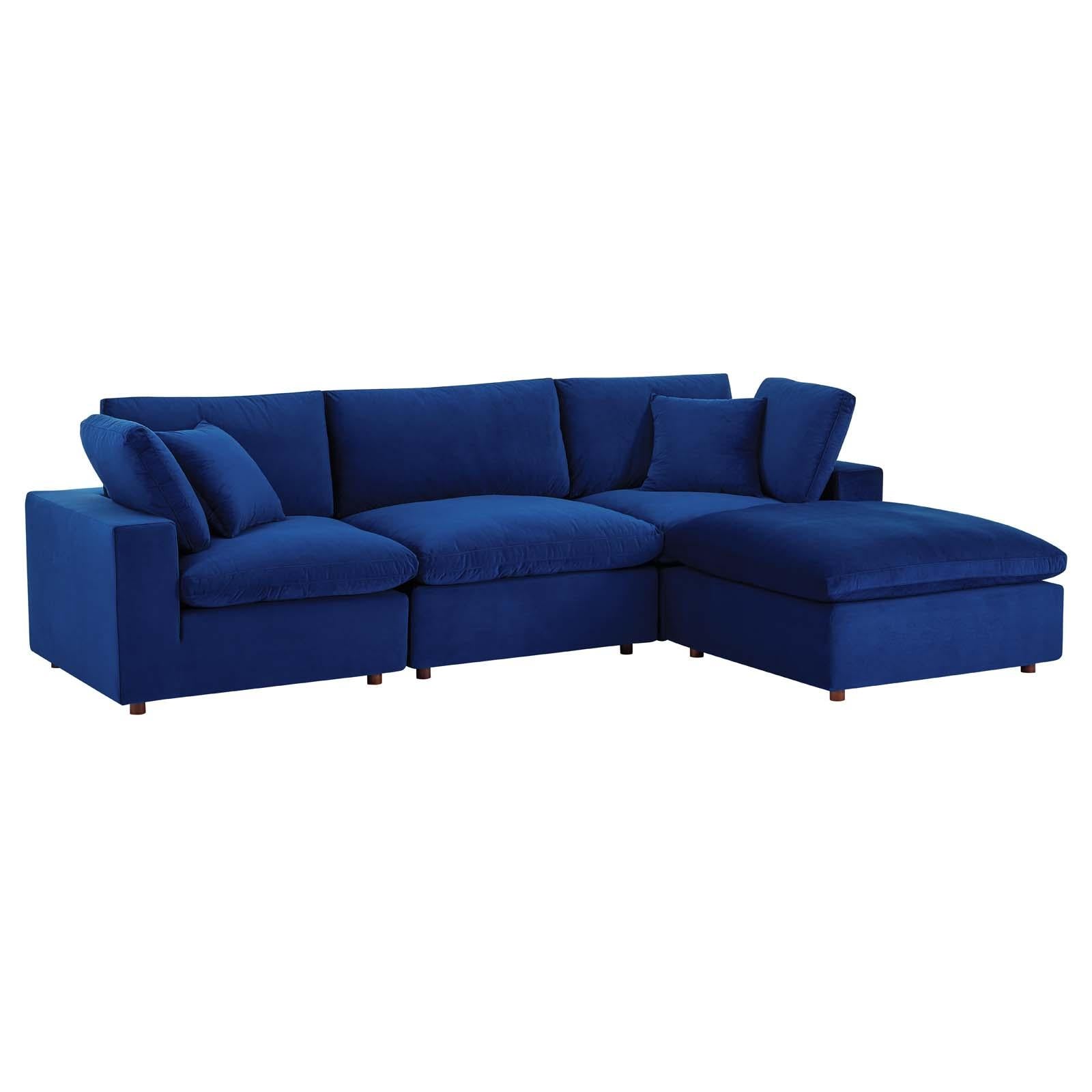 Modway Furniture Modern Commix Down Filled Overstuffed Performance Velvet 4-Piece Sectional Sofa - EEI-4818