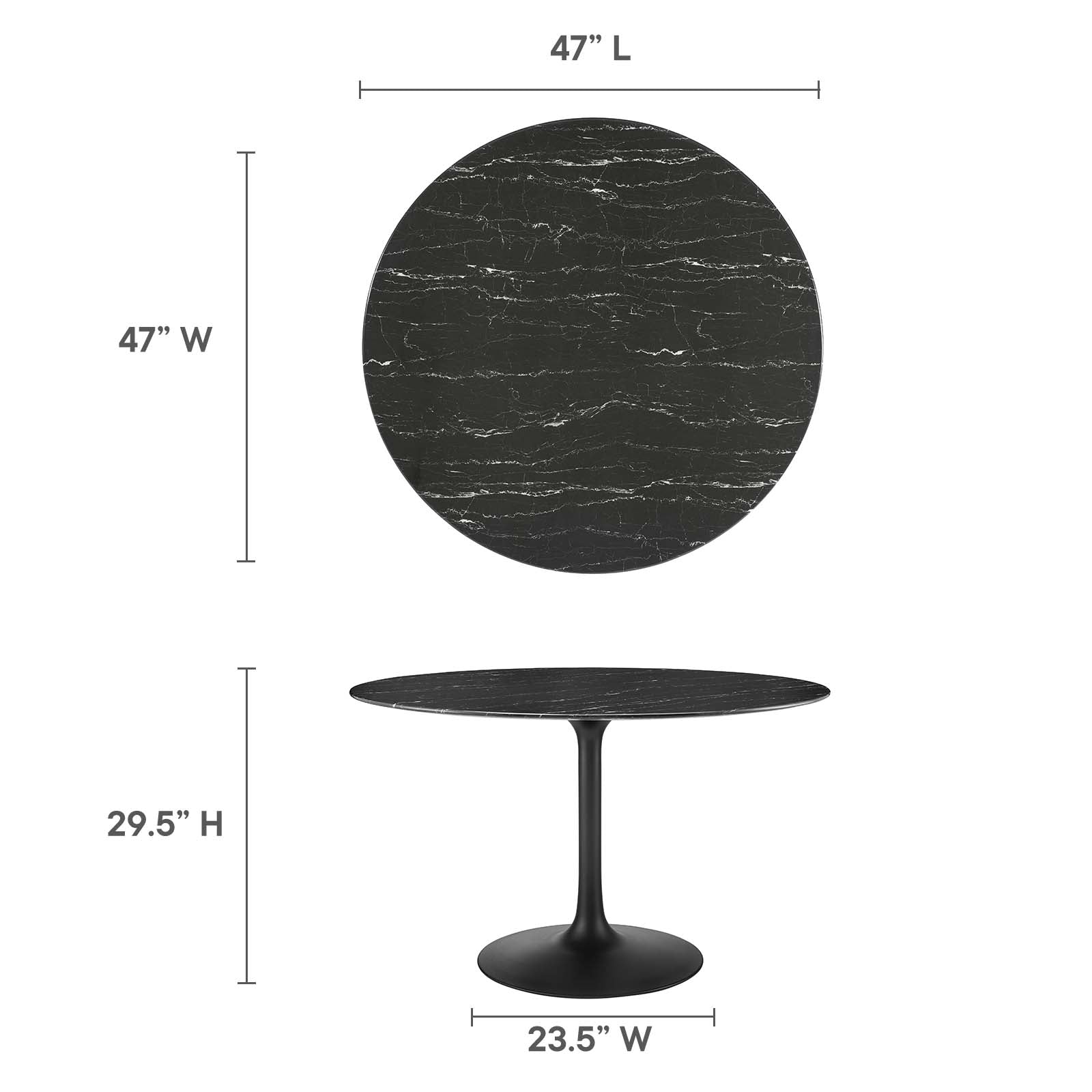 Modway Furniture Modern Lippa 47" Artificial Marble Dining Table - EEI-4877