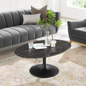 Modway Furniture Modern Lippa 42" Oval Artificial Marble Coffee Table - EEI-4885