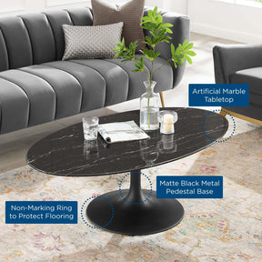 Modway Furniture Modern Lippa 48" Oval Artificial Marble Coffee Table - EEI-4886