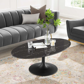 Modway Furniture Modern Lippa 48" Oval Artificial Marble Coffee Table - EEI-4886