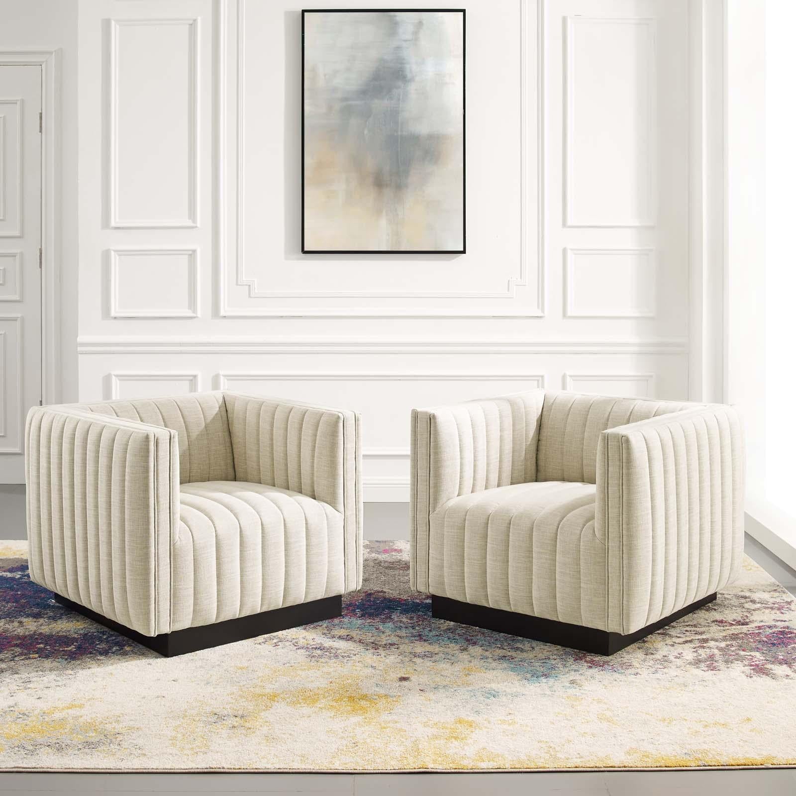 Modway Furniture Modern Conjure Tufted Armchair Upholstered Fabric Set of 2 - EEI-5045