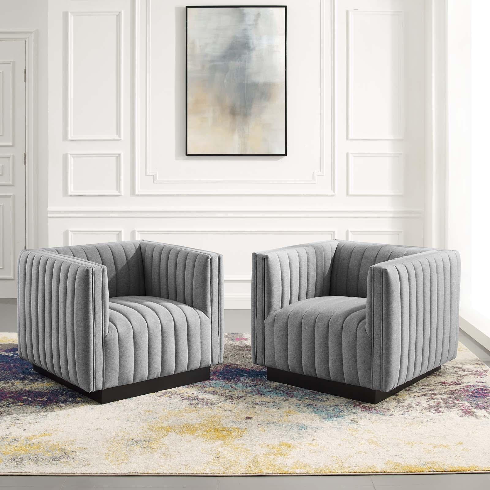 Modway Furniture Modern Conjure Tufted Armchair Upholstered Fabric Set of 2 - EEI-5045