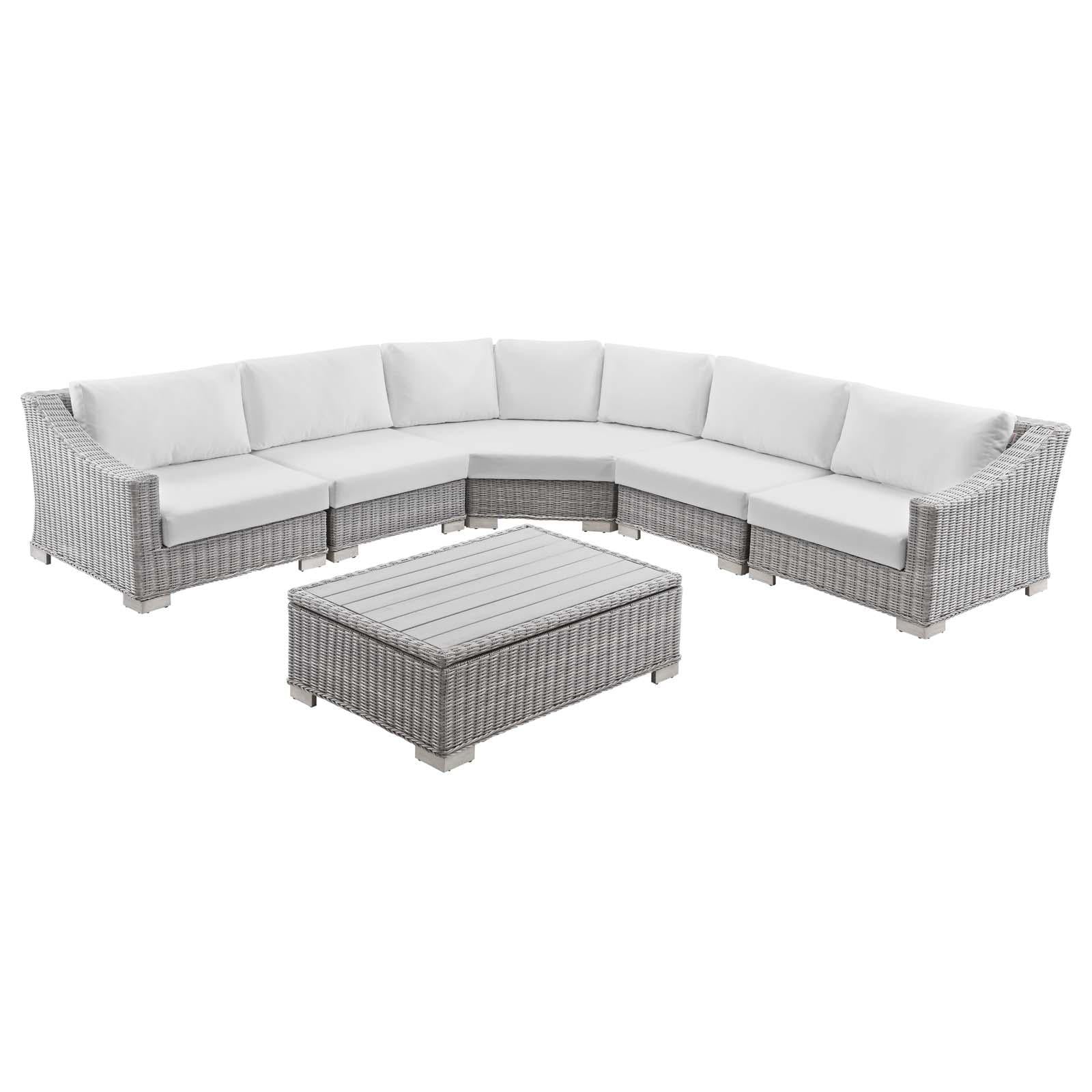 Modway Furniture Modern Conway Outdoor Patio Wicker Rattan 6-Piece Sectional Sofa Furniture Set - EEI-5094