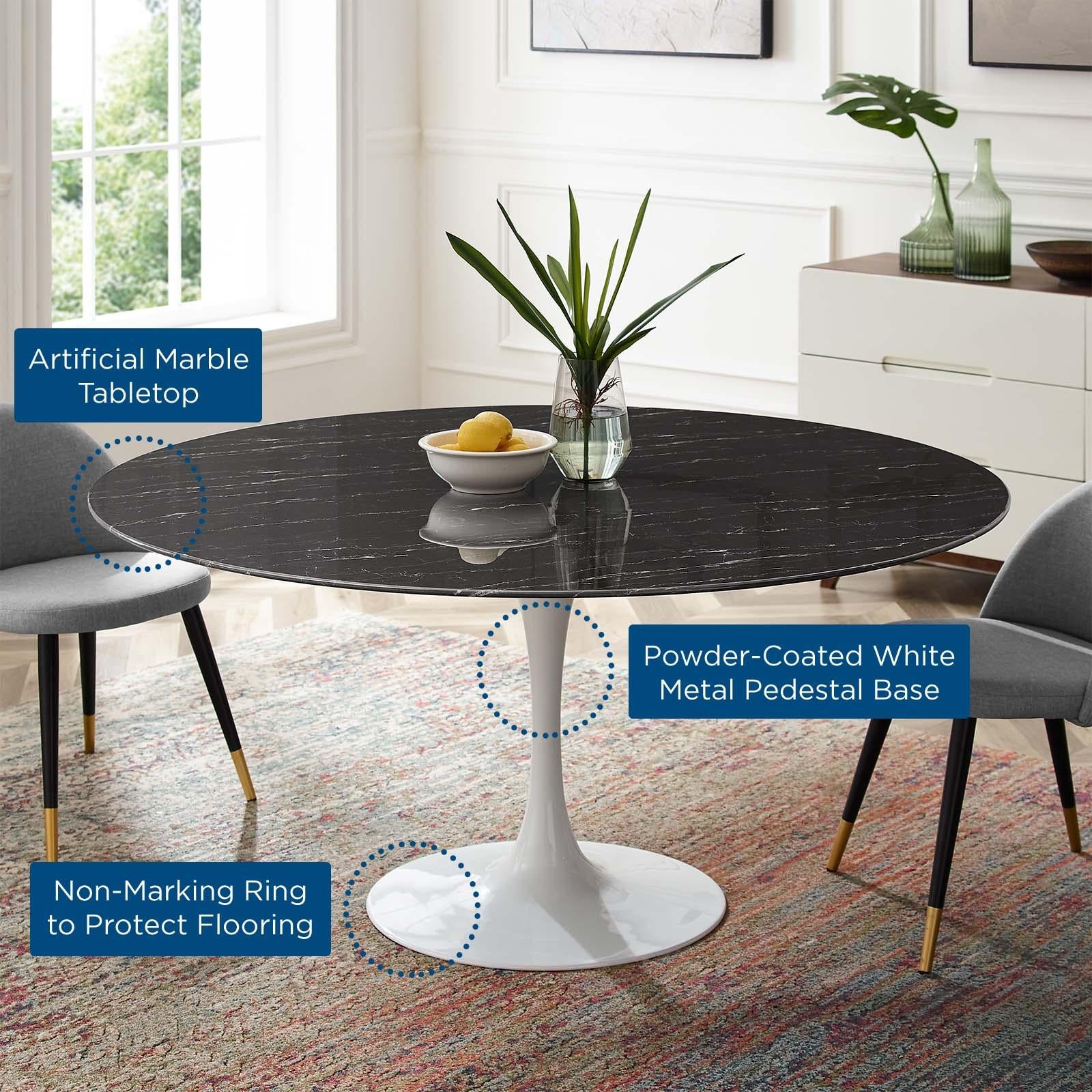 Modway Furniture Modern Lippa 60" Artificial Marble Dining Table - EEI-5184