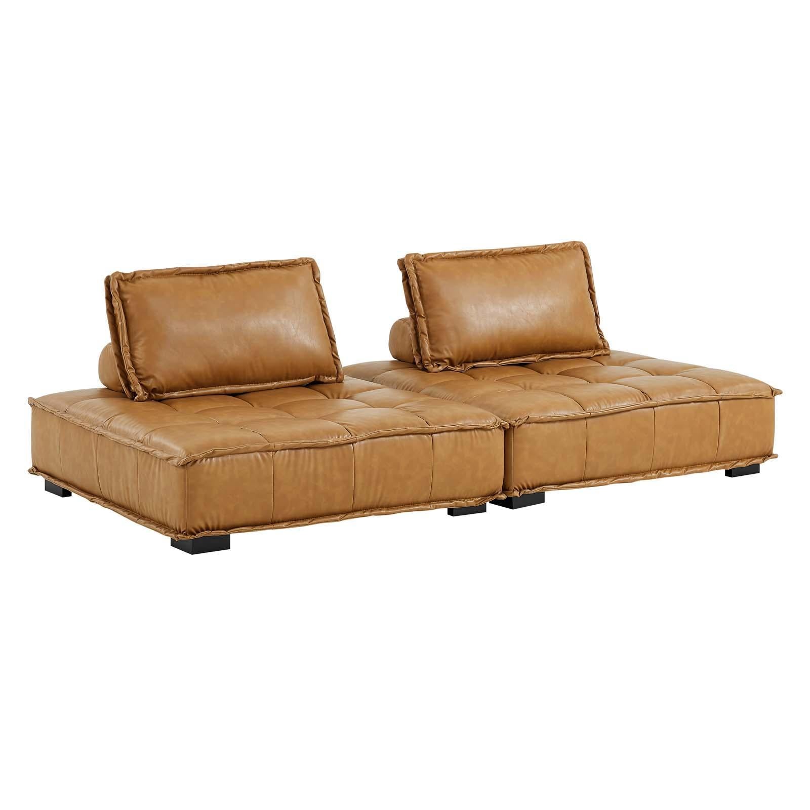 Modway Furniture Modern Saunter Tufted Vegan Leather Vegan Leather 2-Piece Loveseat - EEI-5205