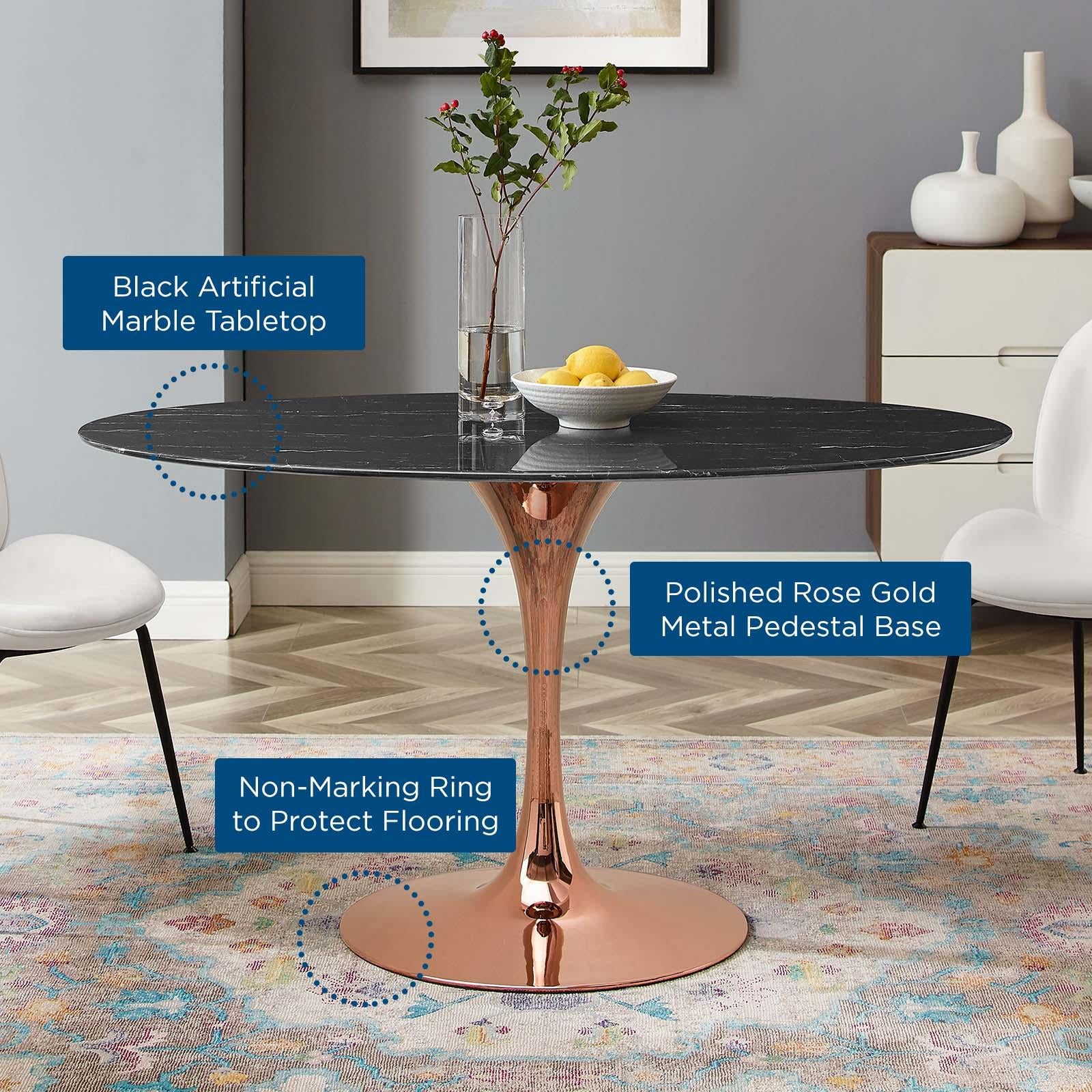 Modway Furniture Modern Lippa 54" Oval Artificial Marble Dining Table - EEI-5275