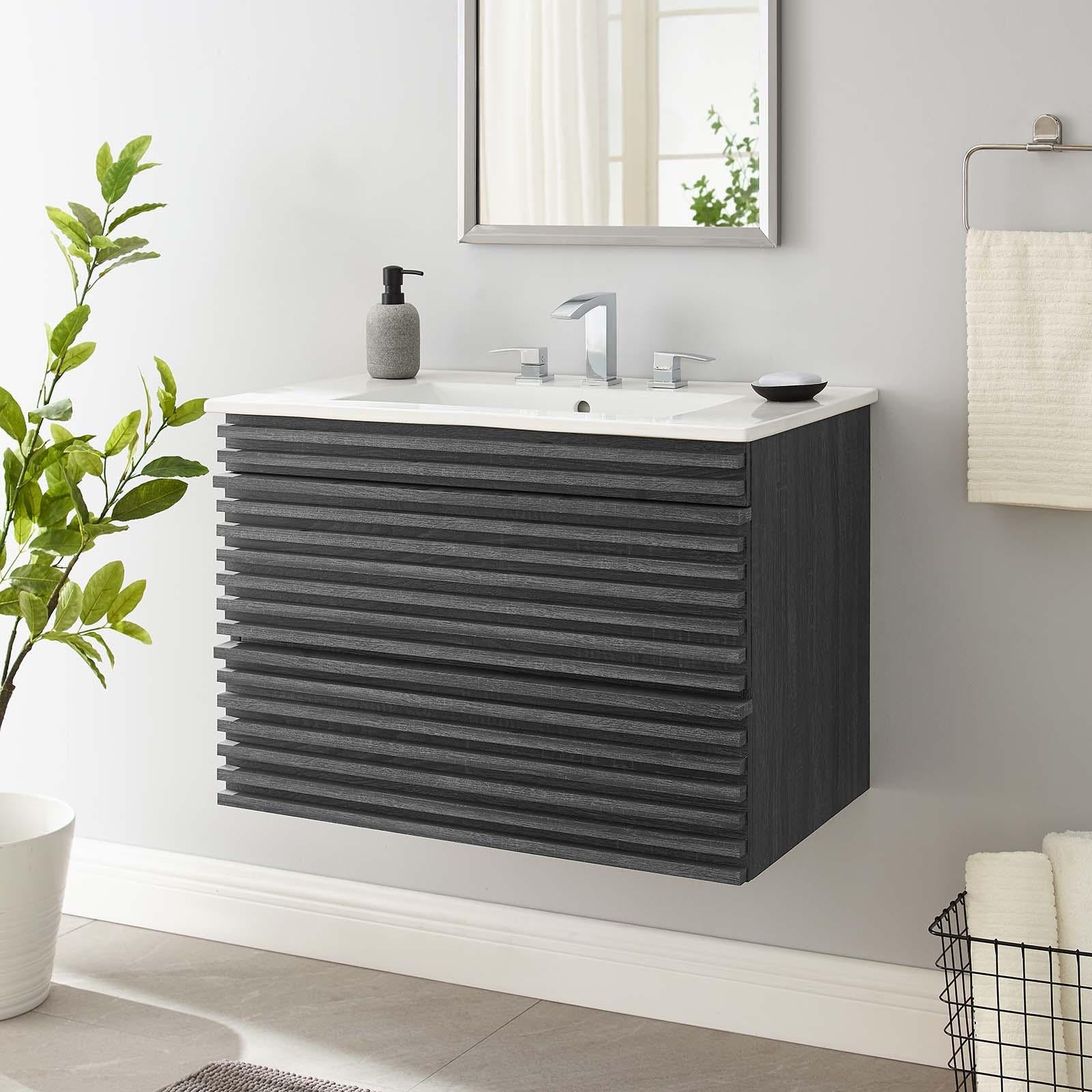 30'' Bathroom Vanity with Sink, Modern Bathroom Cabinet with Towel