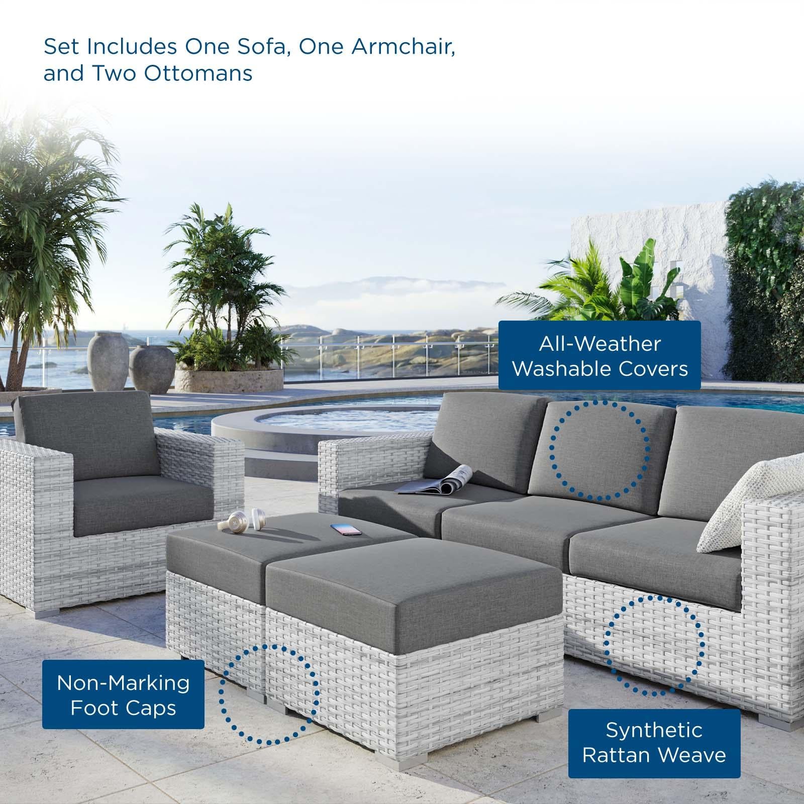 Modway Furniture Modern Convene 4-Piece Outdoor Patio Set - EEI-5451