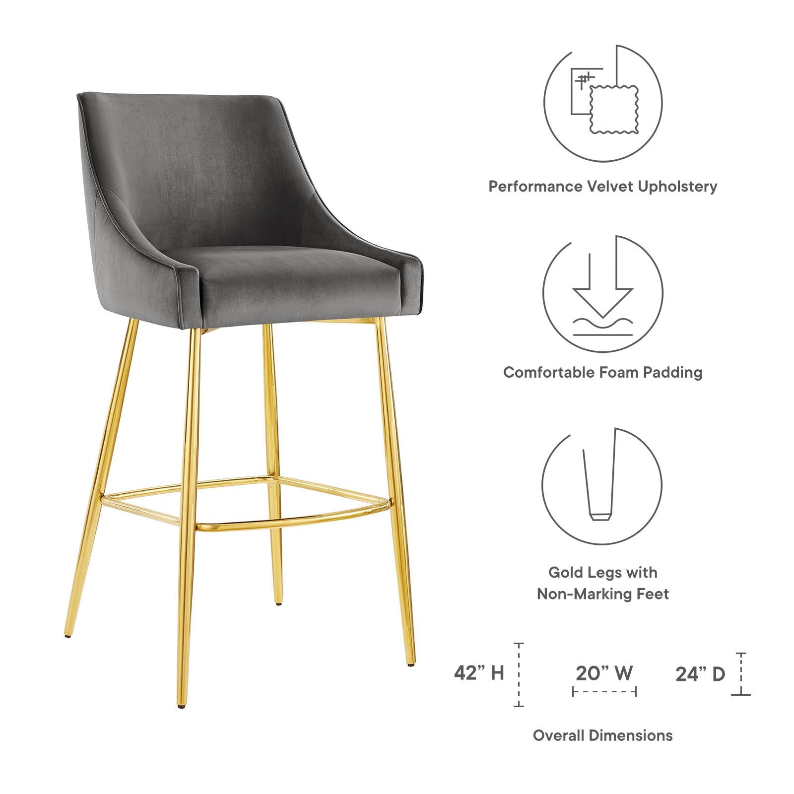 Modway Furniture Modern Discern Performance Velvet Bar Stool - EEI-5473