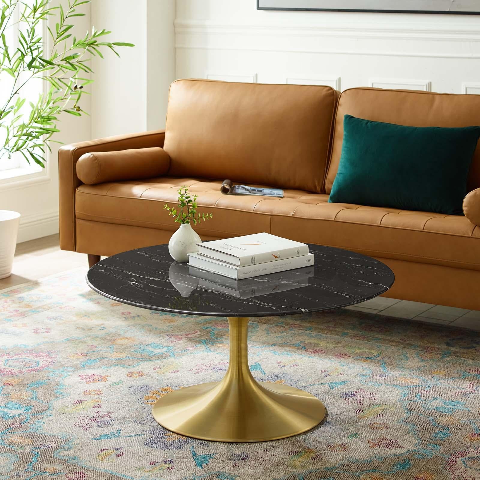 Modway Furniture Modern Lippa 36" Artificial Marble Coffee Table - EEI-5521