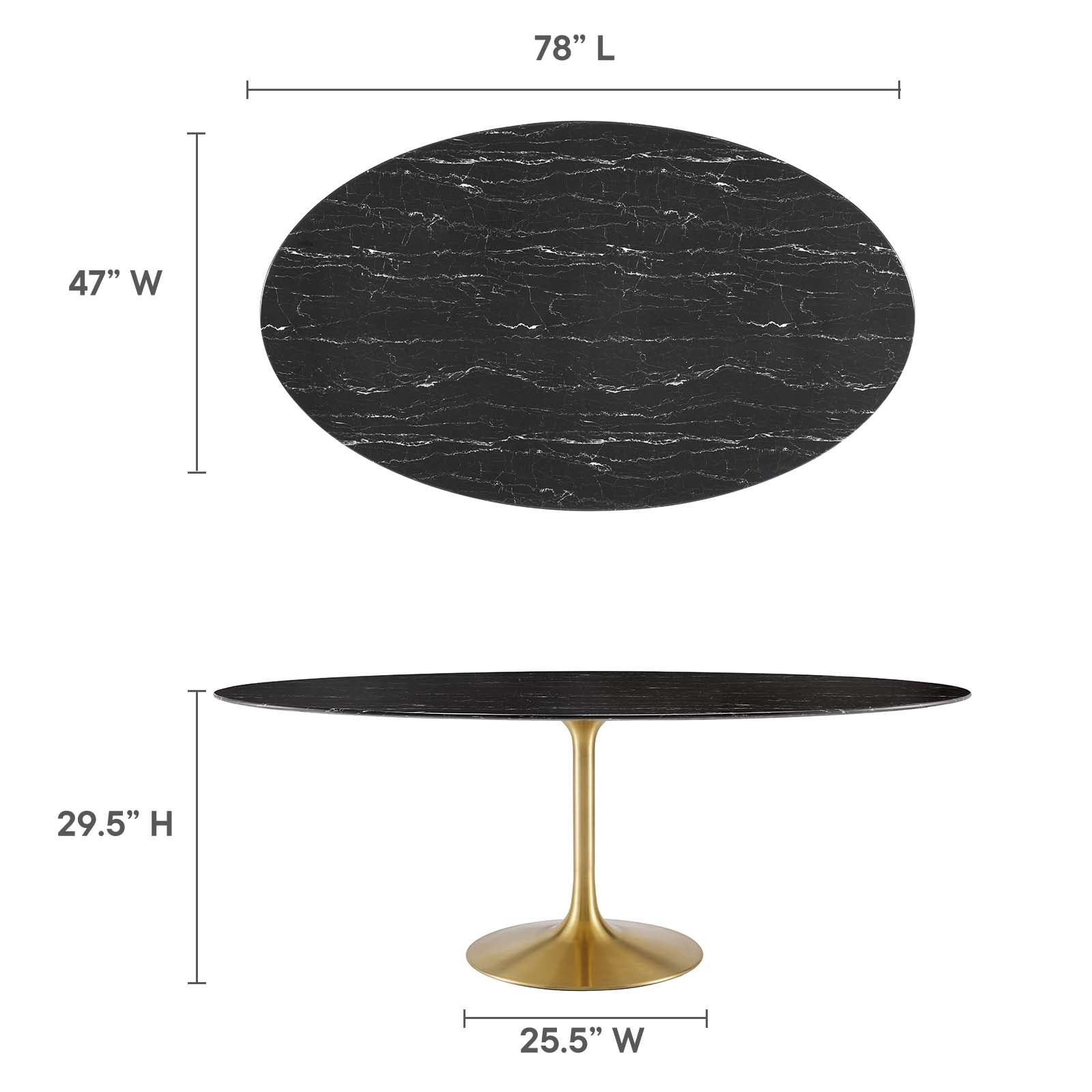 Modway Furniture Modern Lippa 78" Oval Artificial Marble Dining Table - EEI-5528