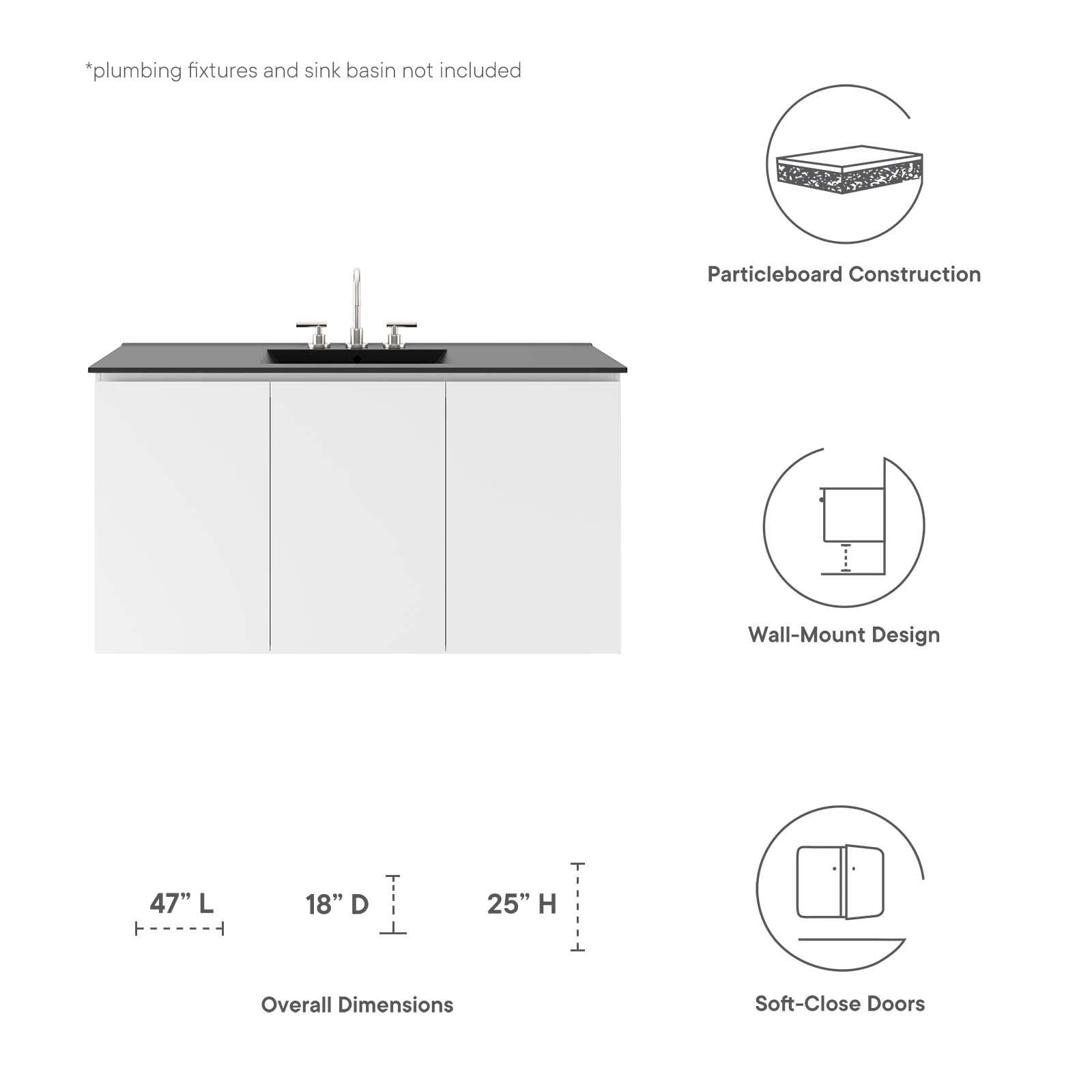 Modway Furniture Modern Vitality 48" Wall-Mount Bathroom Vanity - EEI-5560