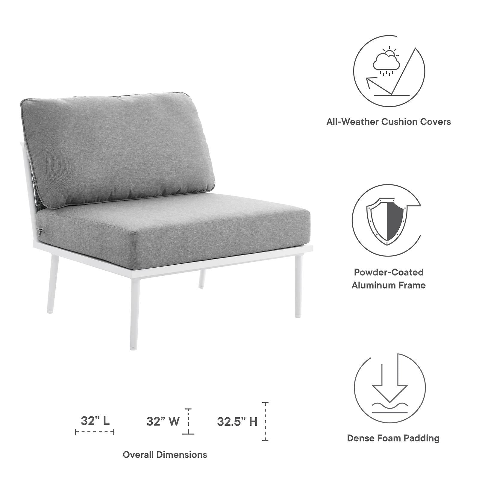 Modway Furniture Modern Stance Outdoor Patio Aluminum Armless Chair - EEI-5568