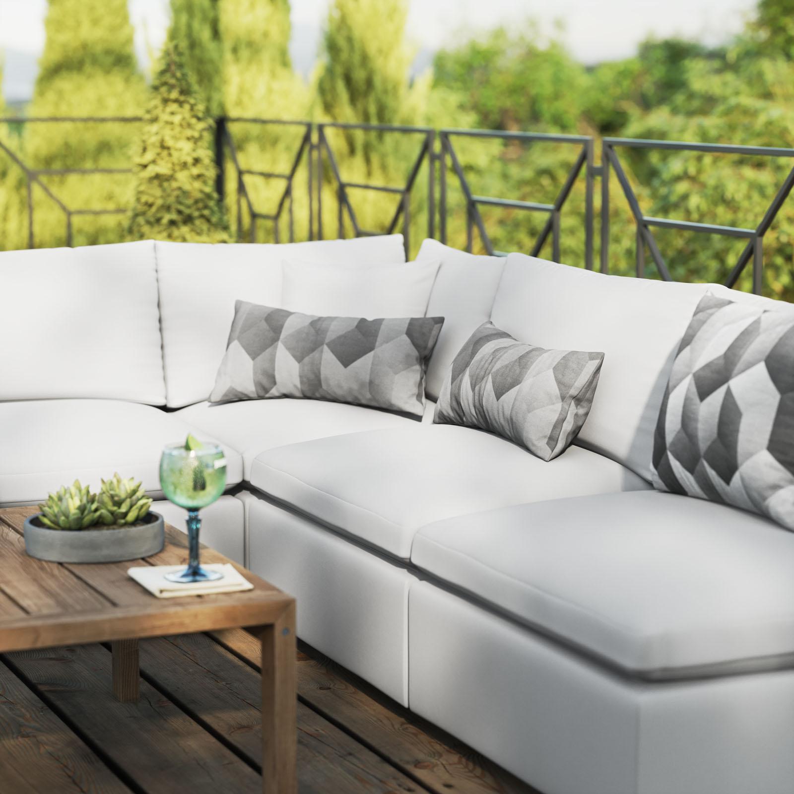 Modway Furniture Modern Commix 5-Piece Outdoor Patio Sectional Sofa - EEI-5587