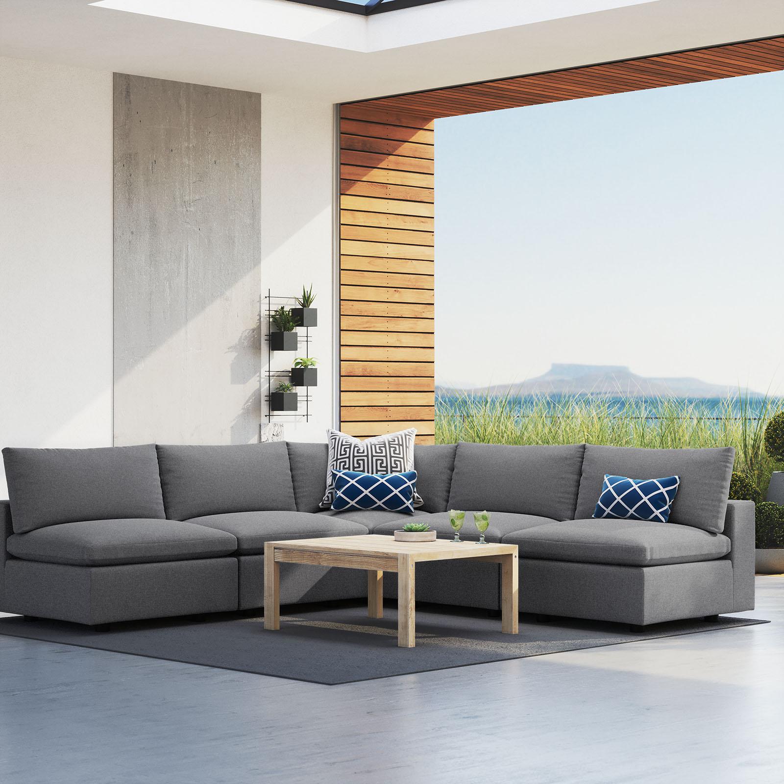 Modway Furniture Modern Commix 5-Piece Sunbrella® Outdoor Patio Sectional Sofa - EEI-5588