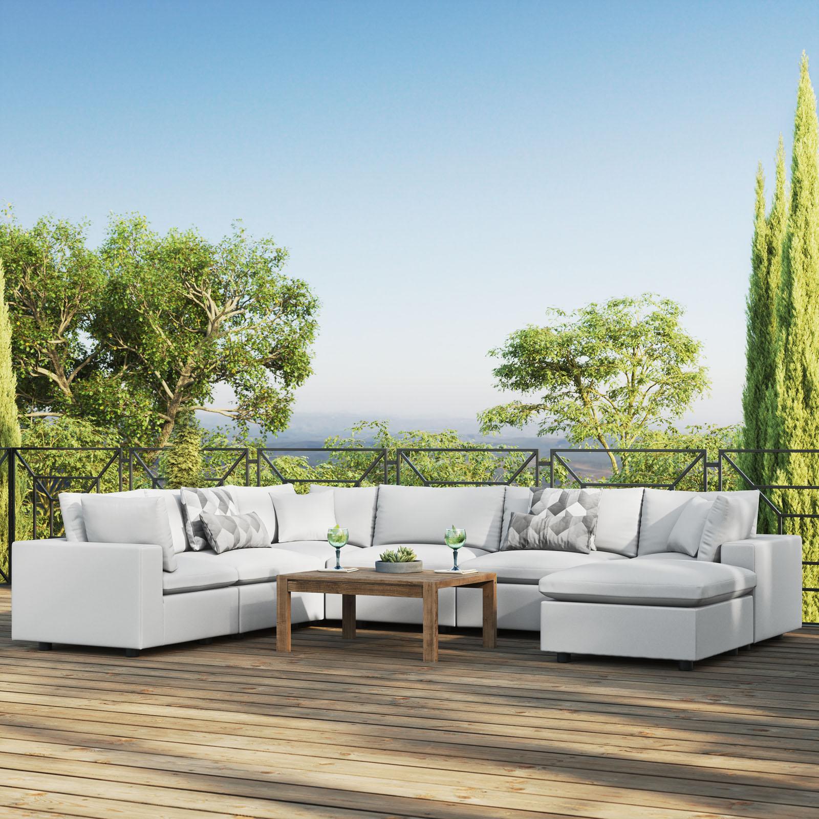 Modway Furniture Modern Commix 7-Piece Outdoor Patio Sectional Sofa - EEI-5591