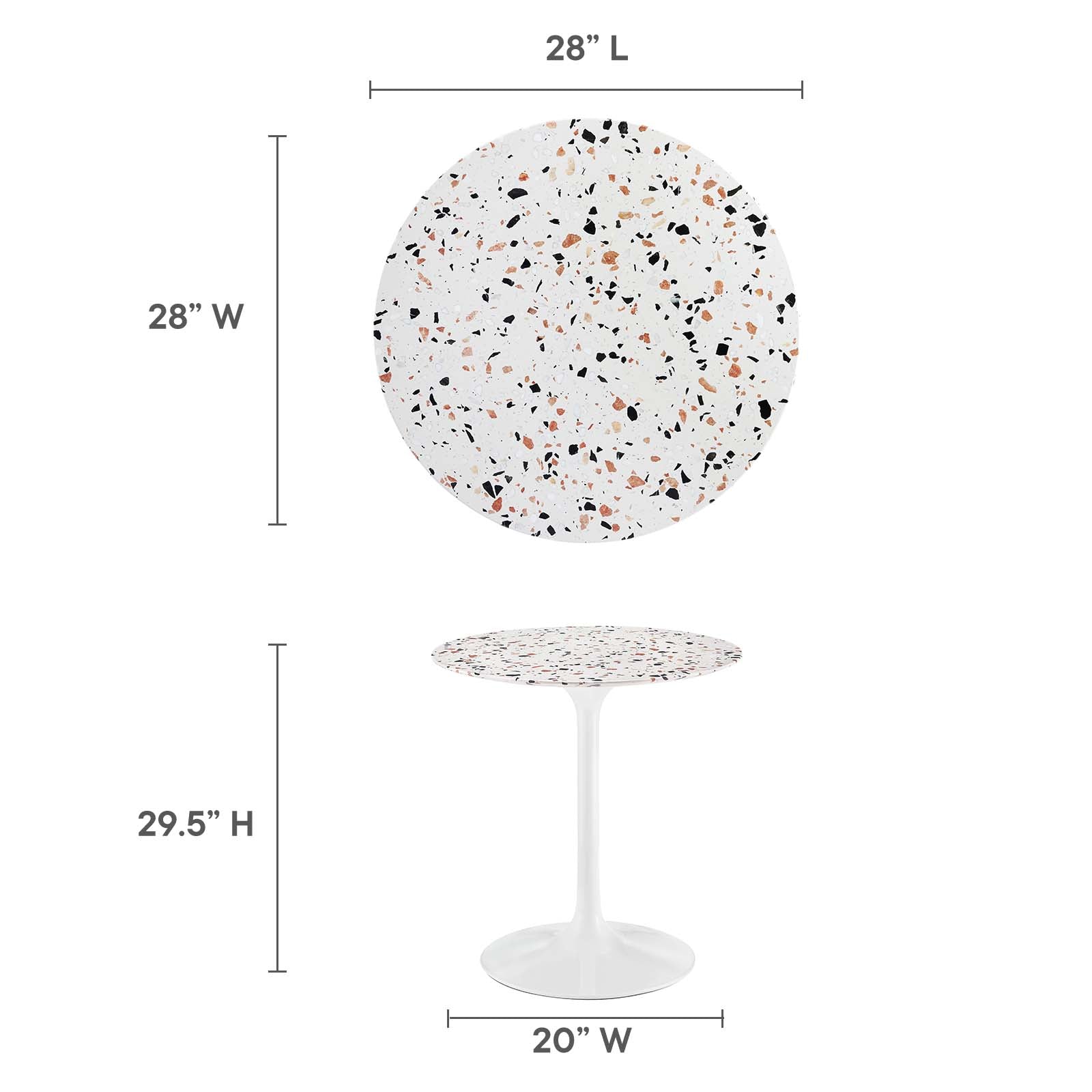 Modway Furniture Modern Lippa 28" Round Terrazzo Dining Table - EEI-5697