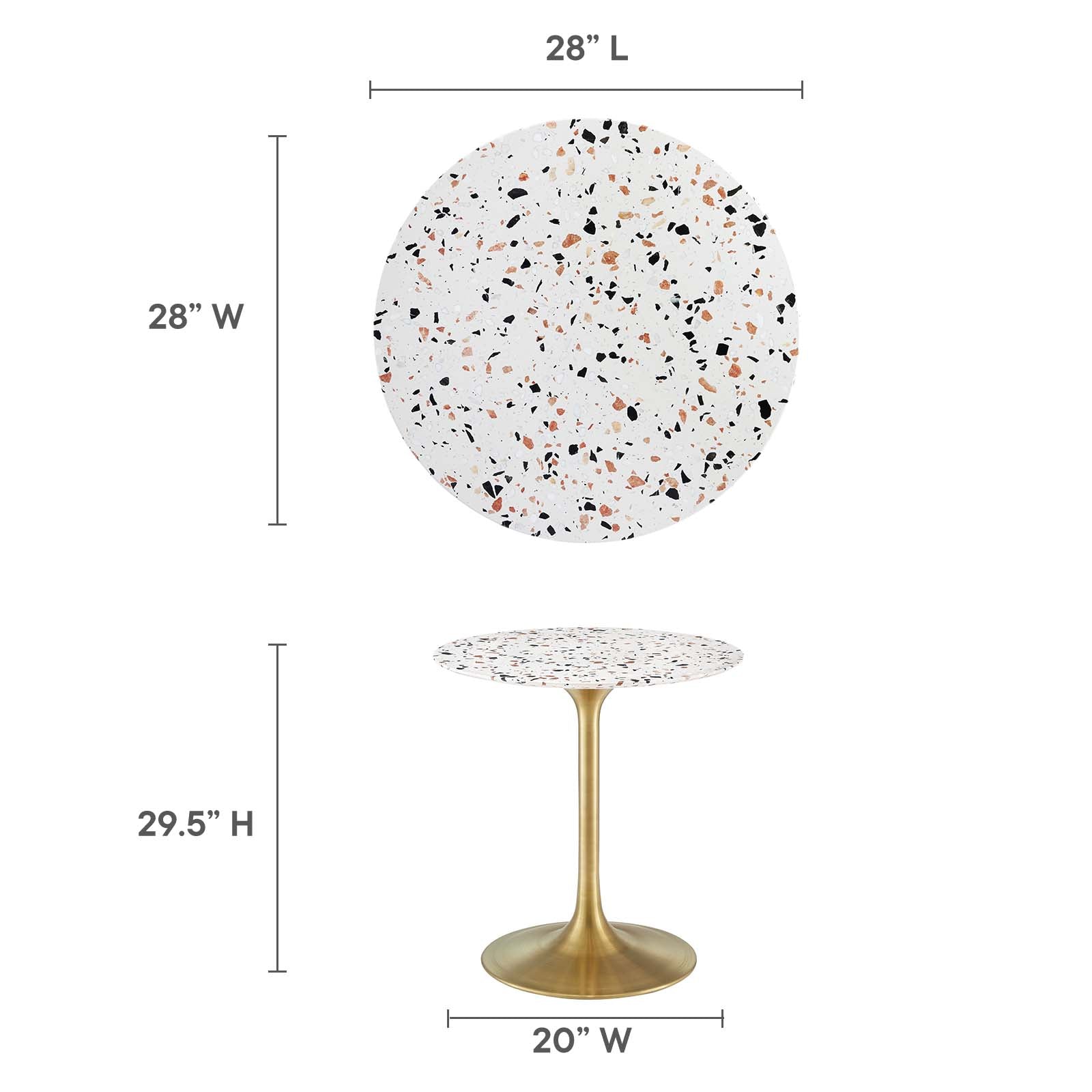 Modway Furniture Modern Lippa 28" Round Terrazzo Dining Table - EEI-5699