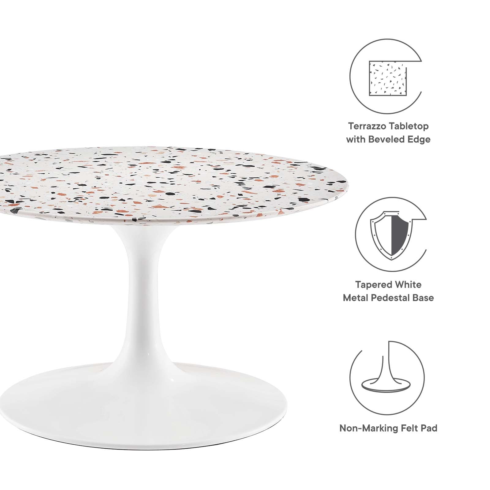 Modway Furniture Modern Lippa 28" Round Terrazzo Coffee Table - EEI-5710