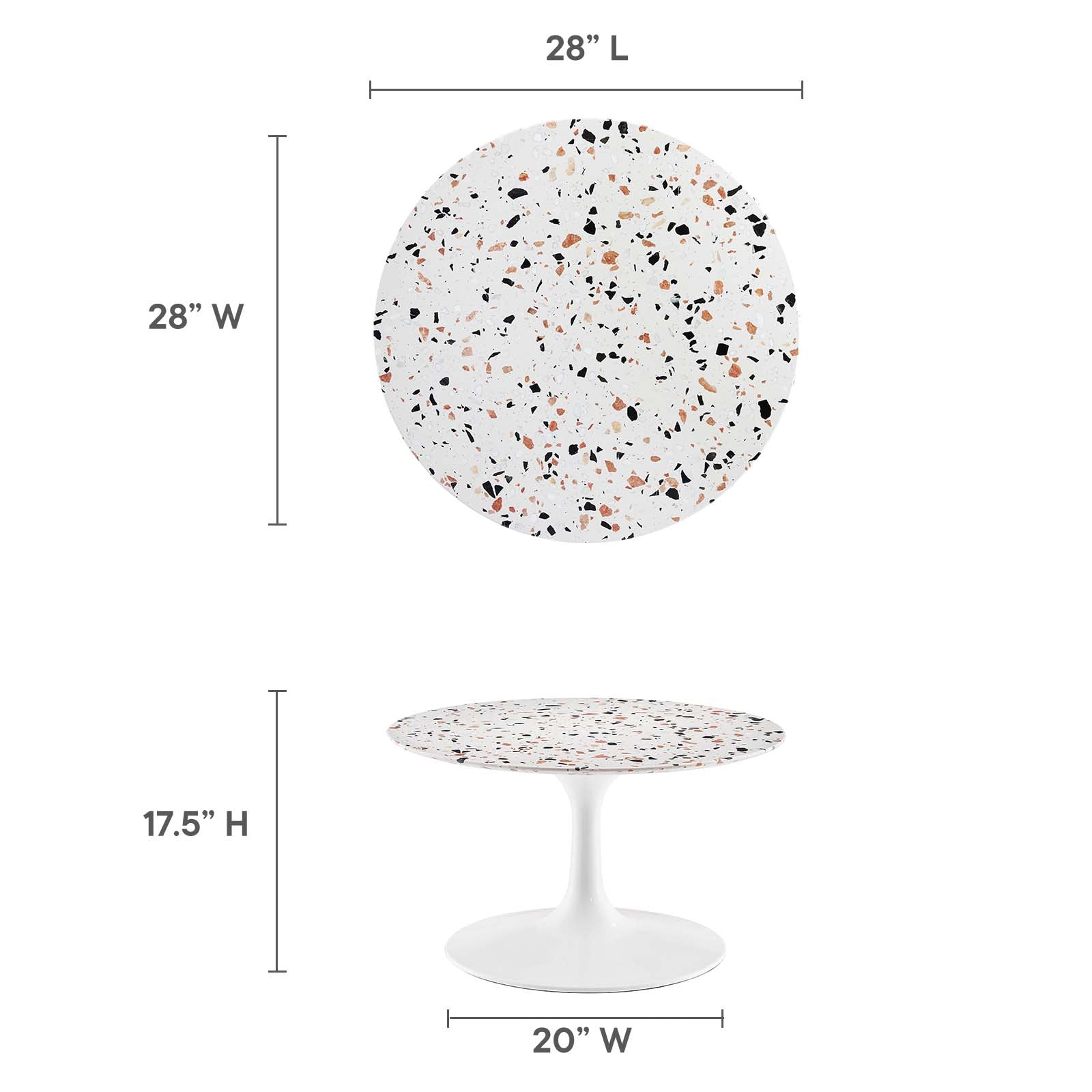 Modway Furniture Modern Lippa 28" Round Terrazzo Coffee Table - EEI-5710