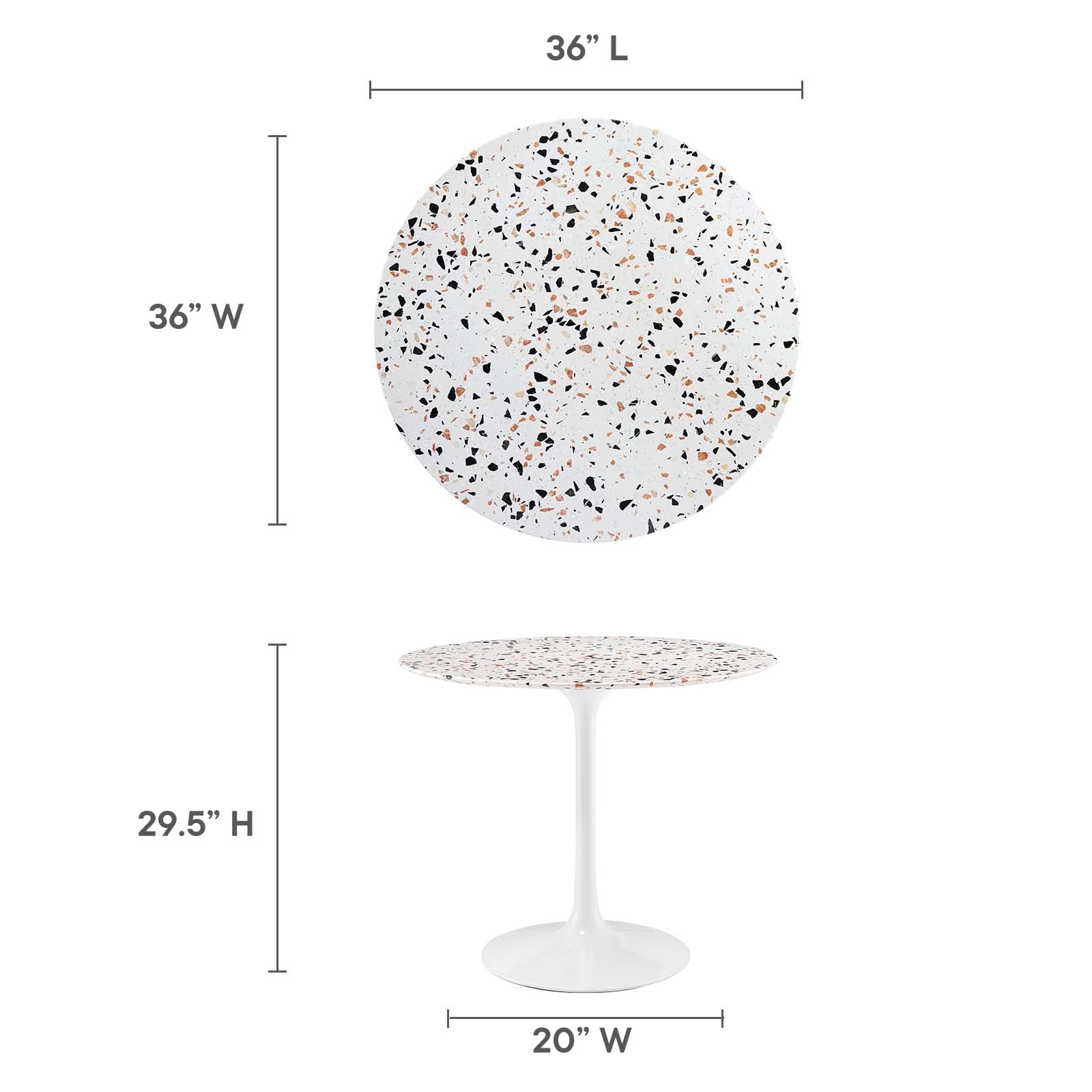 Modway Furniture Modern Lippa 36" Round Terrazzo Dining Table - EEI-5713