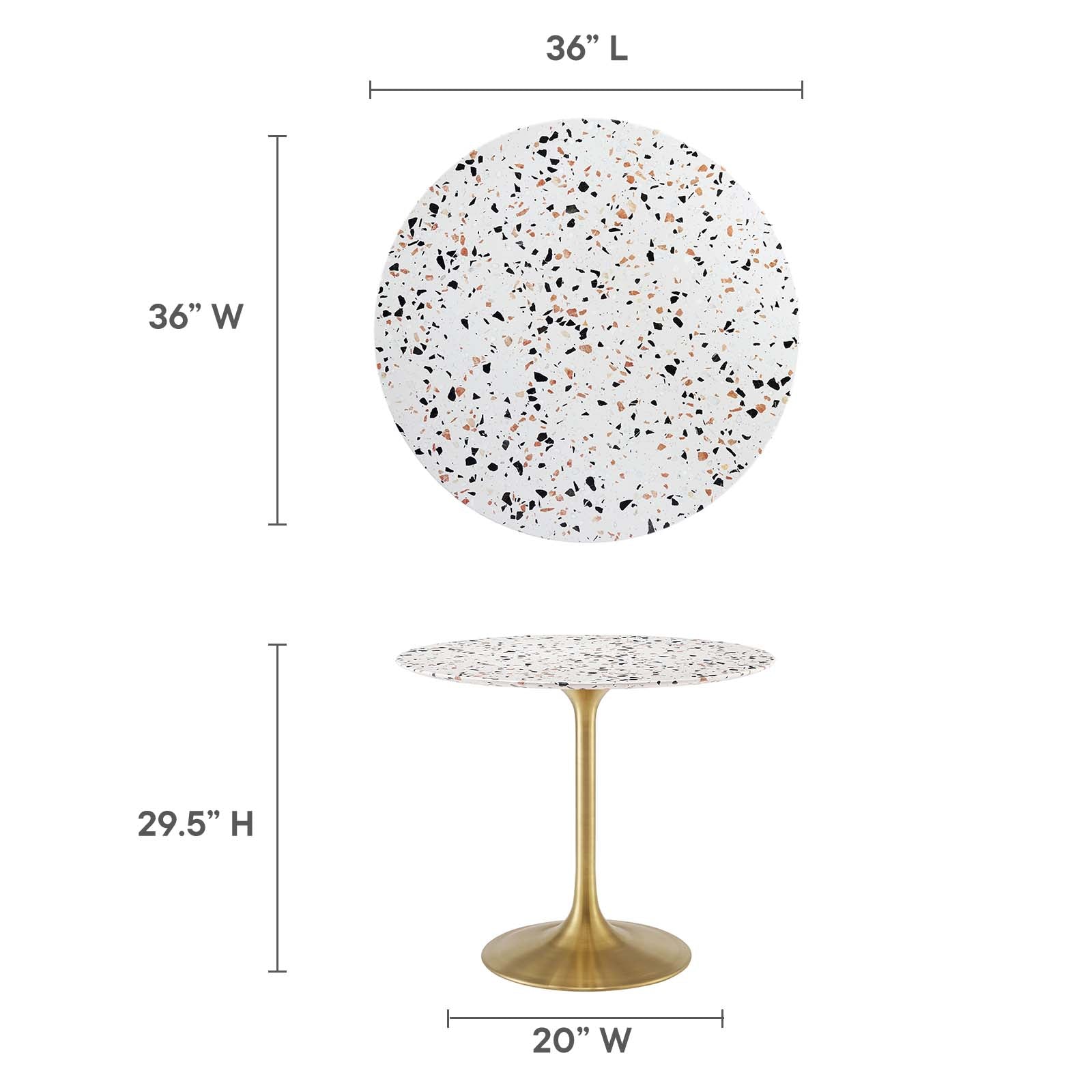 Modway Furniture Modern Lippa 36" Round Terrazzo Dining Table - EEI-5715