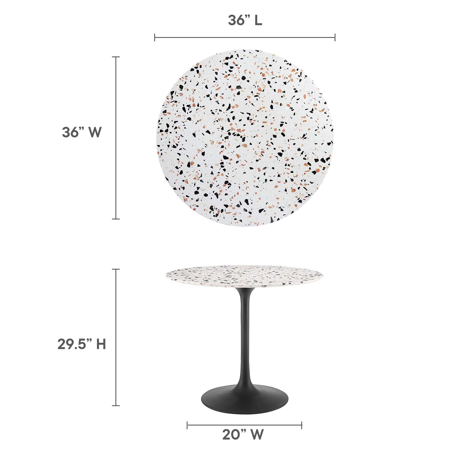 Modway Furniture Modern Lippa 36" Round Terrazzo Dining Table - EEI-5716