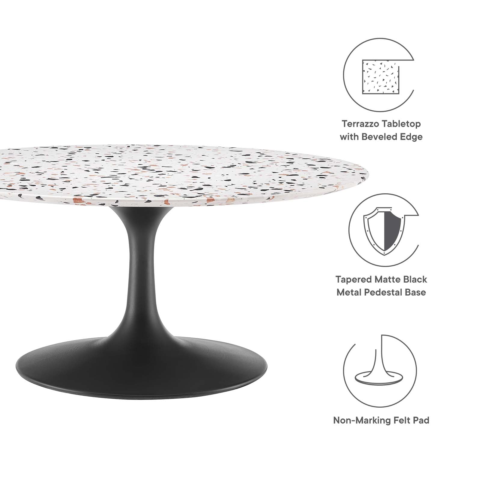 Modway Furniture Modern Lippa 36" Round Terrazzo Coffee Table - EEI-5721